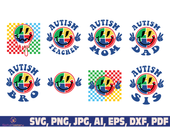 Autism Family Teacher Retro Vintage Graphics & Crafts