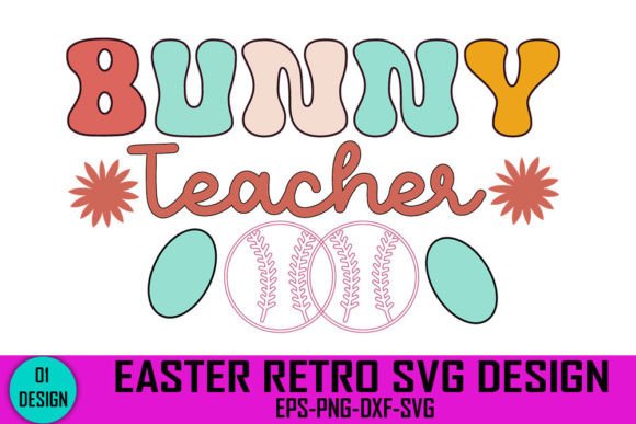 Bunny Teacher Easter Retro Graphics for Crafts