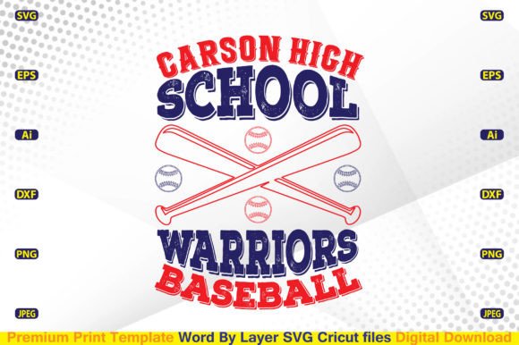 Carson High School Warriors Baseball SVG Graphics & Crafts