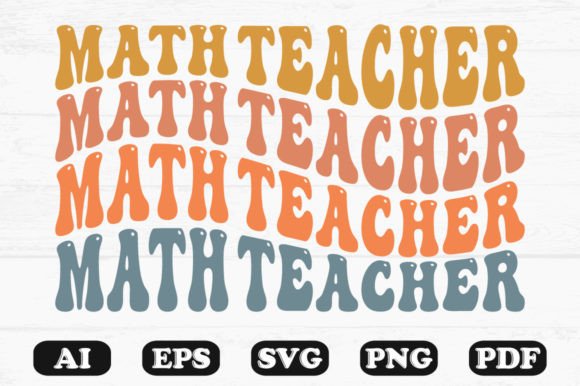 Math Teacher Retro Wavy SVG: Graphics for Crafts