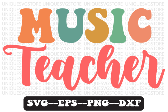 Music Teacher Groovy Retro SVG: Graphics for Crafts