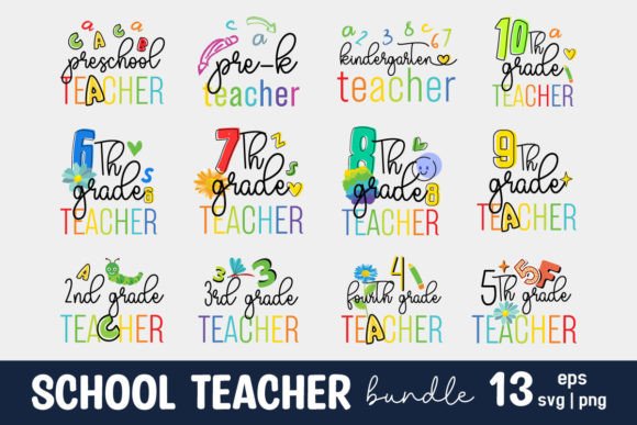 Retro Teacher Graphics for Crafts