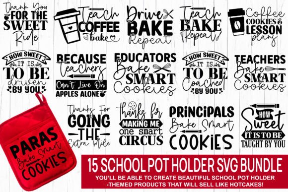 School Pot Holder SVG Bundle: Graphics for Crafts