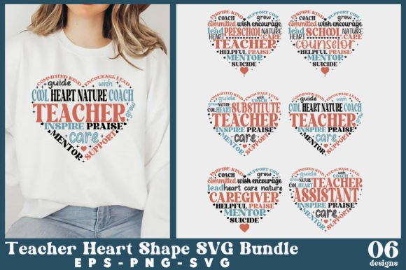 Teacher Heart Graphics for Crafts & Branding