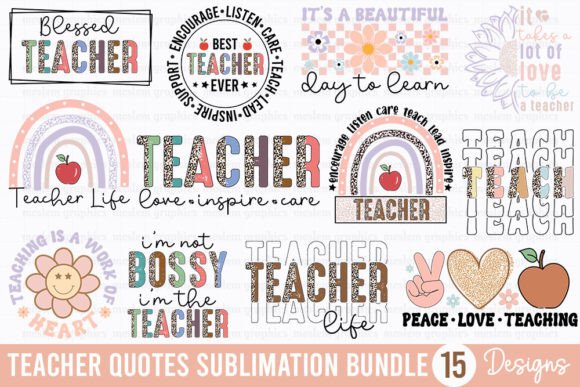 Teacher Quotes Retro SVG Bundle for Crafts & Graphics