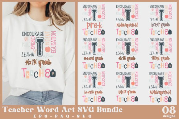 Teacher Word Art SVG Bundle: Graphics for Crafts